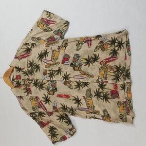 Junction west Hawaiian size L brown and green men's shirt sleeve shirt Palm Tree